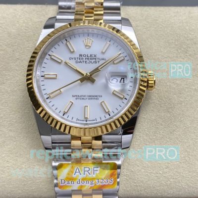 Super clone ARF Rolex Datejust 36mm White Face Two-Tone Gold Jubilee Watch 